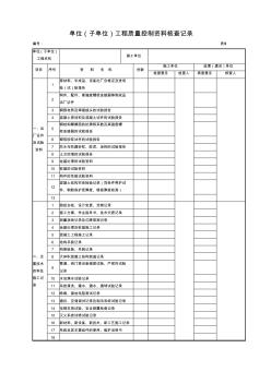 表9单位(子单位)工程质量控制资料核查记录