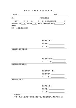 表A.19工程款支付申請表