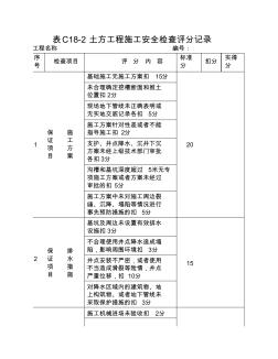 表C18-2土方工程施工安全检查评分记录