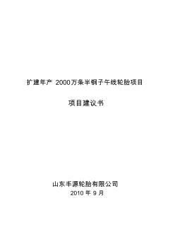 超赞BA年产2000万条半钢子午线轮胎项目建议书