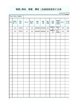 钢筋(钢材、钢管、螺栓)连接检验报告汇总表最新版