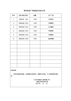 鋼筋原材料明細(xì)表及自檢結(jié)果