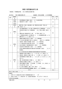 钢筋工程质量检查评分表(4.5米层西侧)