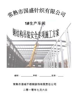 钢结构吊装(专家论证)安全专项施工方案