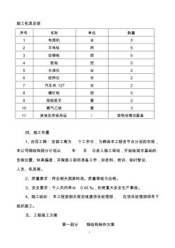 钢结构工程有限公司施工机具安排表