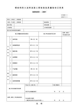 钢结构防火涂料涂装工程检验批质量验收记录表