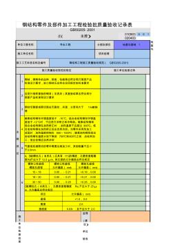 钢结构零件及部件加工工程检验批质量验收记录表(1主控)