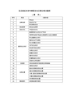 队伍班组长和专兼职安全员理论考试提纲
