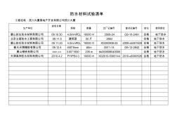 防水材料试验清单