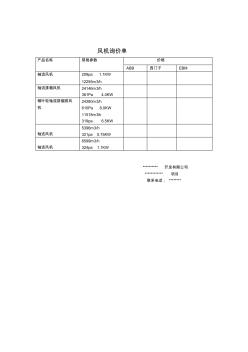 風(fēng)機(jī)詢(xún)價(jià)單