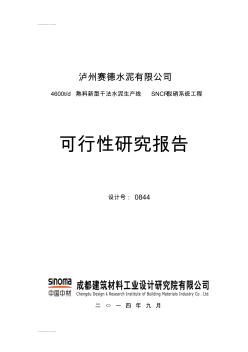 (整理)4600td熟料新型干法水泥生产线SNCR脱硝系统工程可行性研究报告