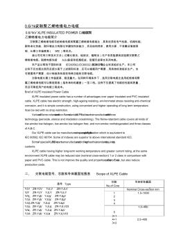 0.6／1KV交联聚乙烯绝缘电力电缆技术参数