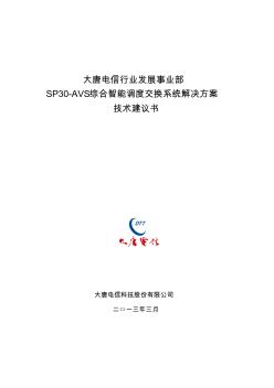 03大唐电信行业发展事业部SP30-AVS调度通信系统解决方案技术建议书V1.0