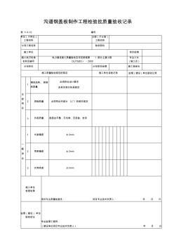 11.4.12溝道鋼蓋板制作工程檢驗(yàn)批質(zhì)量驗(yàn)收記錄