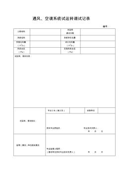 24通風(fēng)、空調(diào)系統(tǒng)試運(yùn)轉(zhuǎn)調(diào)試記錄