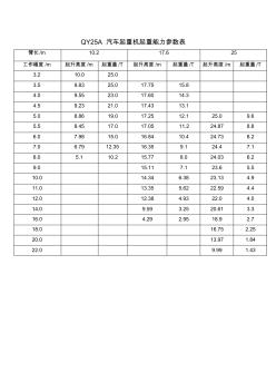 25吨吊车性能表