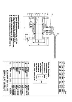 300LB美标法兰球阀尺寸图纸-温州科宝阀门有限公司