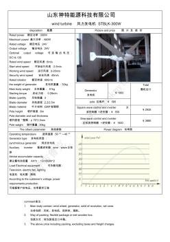 300W风力发电机参数配置表