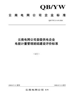 49云南电网公司县级供电企业电能计量管理班组建设评价标准(试行)