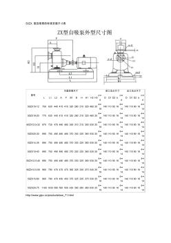 50ZX型自吸泵的標(biāo)準(zhǔn)安裝尺寸表