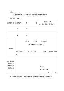 [優(yōu)質(zhì)文檔]江蘇省建筑施工企業(yè)安全生產(chǎn)許可證書增補(bǔ)申請表