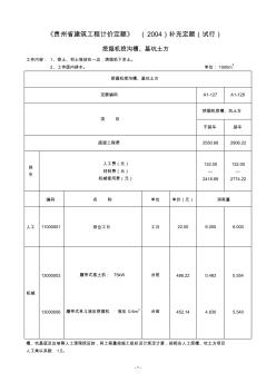 《贵州省建筑工程计价定额》(2005)补充定额(试行)