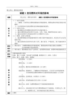 【免费下载】课题3使用燃料对环境的影响