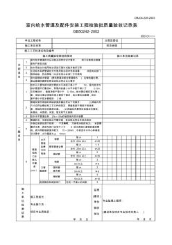 【工程文档】室内给水管道及配件安装工程检验批质量验收记录表