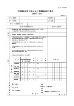 【工程文档】饰面板安装工程检验批质量验收记录表