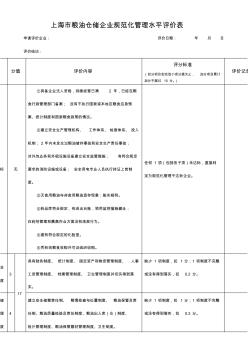 上海市粮油仓储企业规范化管理水平评价表