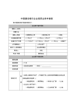 中国建设银行企业信贷业务申请表
