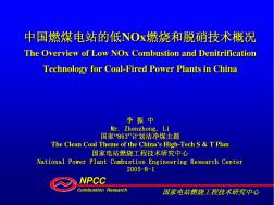 中国燃煤电站的低NOx燃烧和脱硝技术