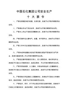 中国石化集团公司安全生产十大禁令