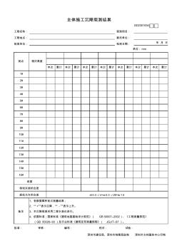 主体施工沉降观测结果