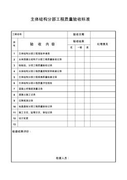 主体结构分部工程质量验收标准