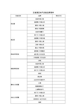 五星酒店电气设备品牌清单