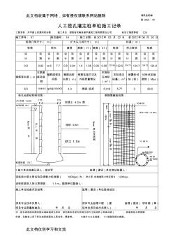 人工挖孔灌注桩单桩施工记录只是分享