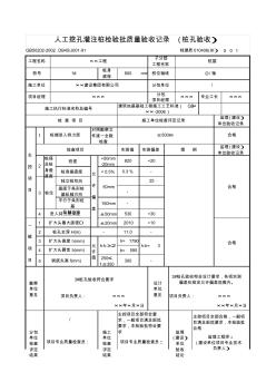 人工挖孔灌注樁檢驗(yàn)批質(zhì)量驗(yàn)收記錄(樁孔驗(yàn)收)