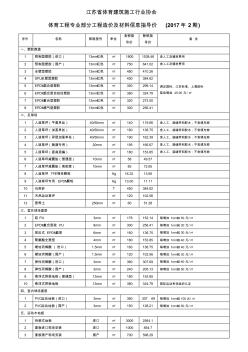 体育工程专业部分工程及材料造价信息指导价(2017年二期)