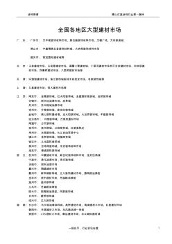 全国各地区主要建材市场