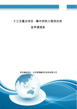 十三五重点项目-集中供热工程项目资金申请报告