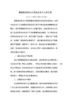 唐海县自来水公司安全生产工作汇报