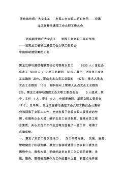 团结和带领广大女员工发挥工会女职工组织作用——记黑龙江省移动通信工会女职工委员会