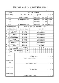 塑料门窗安装工程分户检验批质量验收记录表