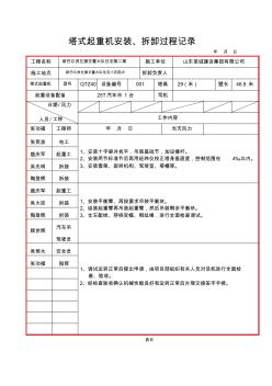 塔式起重机安装、拆卸过程记录