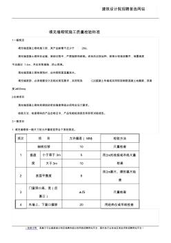 填充墙砌筑施工质量检验标准