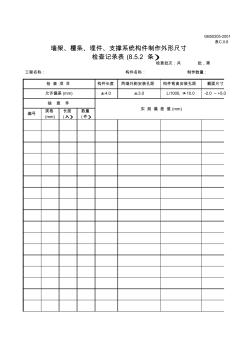 墙架、檩条、埋件、支撑系统构件制作外形尺寸检查记录表(8.5.2条)