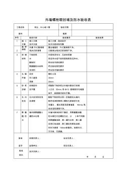 外墻螺栓眼封堵及防水驗收記錄