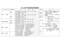 天e電氣快速選型速查表