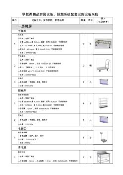 学校类精品厨房设备、排烟系统配套设施设备采购